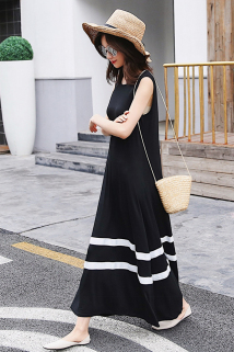 邮多多淘宝集运转运无袖连衣裙 气质 显瘦 黑色 夏季 新款 韩版
