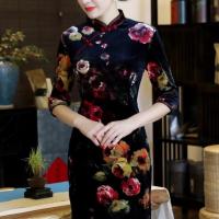 华人代购转运瑞典旗袍 新款 长袖 大气 秋季 中长款 冬季