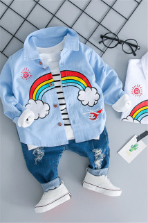 邮多多淘宝集运转运套装 长裤两件套 婴幼儿 小童 彩虹 个性 韩版 图案 宝宝 新款