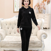 华人代购转运马来西亚-东马金丝绒套装 中老年妈妈 时尚 运动 宽松 休闲 中年