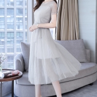 华人代购转运韩国连衣裙 雪纺 修身显瘦 中长款 时尚