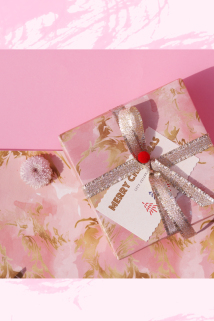 邮多多淘宝集运转运PaperFun 粉金色包花纸小清新包书纸包礼物纸新年圣诞礼物包装纸