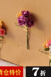 邮多多淘宝集运转运仿真手工纸花小玫瑰蔷薇花束 礼品礼盒包装拉花配件 装饰花小假花