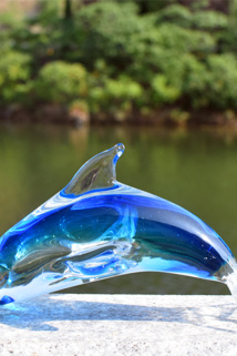 邮多多淘宝集运转运玻璃海豚琉璃家居酒柜创意装饰工艺品小摆件鱼缸造景海洋动物礼物