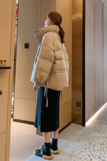 邮多多淘宝集运转运白鸭绒羽绒服2019年新款女士短款矮个子学生面包服韩版时尚外套潮