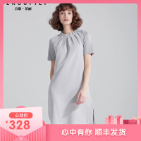 华人代购转运葡萄牙GergoFili2019夏装新款雪纺连衣裙短袖荷叶领纯色中长款女式裙子