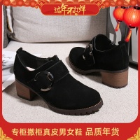 华人代购转运香港学院风英伦真皮低跟低帮粗跟马丁鞋女士磨砂皮及踝靴复古简约单鞋