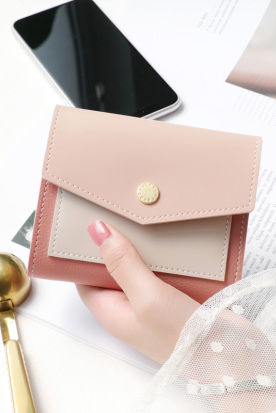 菲律賓國內快遞到KQueenStar女士錢包女2019新款拼色信封短款多功能卡包錢夾零錢包時效