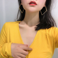 华人代购转运瑞士欧美几何菱形夸张大耳环气质个性2019新款潮女士时尚耳钉耳夹耳饰
