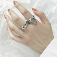华人代购转运保加利亚S925纯银食指戒指女士潮人日韩小众设计网红组合简约复古欧美指环
