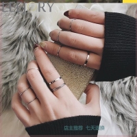 华人代购转运保加利亚银色组合简单戒指女可爱韩版细圈简约套装时尚几何女生精致女士