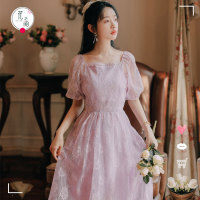 华人代购转运紫色裙子仙女超仙森系法式蕾丝甜美连衣裙女2020新款温柔风网纱裙