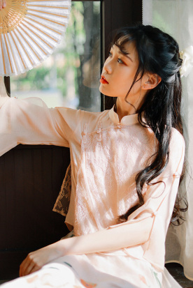 日本國內快遞到微笑向暖復古立領七分袖雪紡襯衫女士罩衫設計感小眾配裙子的上衣時效