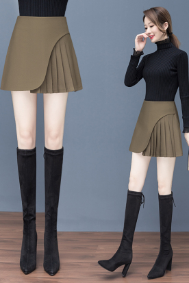 澳大利亚国内寄东西到不规则百褶半身裙女士2020年新款秋冬季高腰显瘦a字一片式短裙子