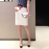 华人代购转运马来西亚-东马欧阿玛施旗2021夏新款正品休闲白色牛仔包臀半身裙女士修身一步裙