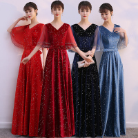 华人代购转运丹麦礼服2021新款现代简单大方大合唱团演出舞台朗诵表演服装女士长裙