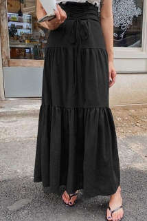 邮多多淘宝集运转运Maybins韩国代购正品21夏新款设计感绑带收腰飘逸中长款半身裙