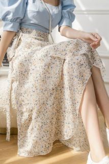 邮多多淘宝集运转运一块布式裙子一片式半身裙舞蹈系带绑带雪纺大裙摆长款飘逸2021