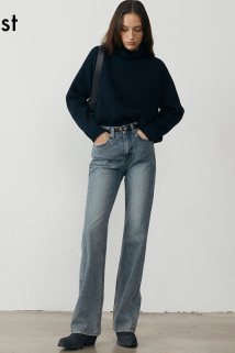 邮多多淘宝集运转运Dunst2021年新款复古牛仔裤70年代女士微喇直筒休闲裤子UDPA1C209