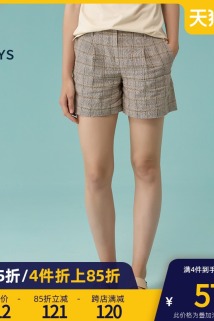 邮多多淘宝集运转运Hazzys哈吉斯2020春夏季新款短裤女士修身格纹英伦风休闲裤子潮流