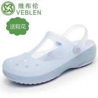华人代购转运德国VEBLEN洞洞鞋女士夏季防滑塑料沙滩鞋坡跟厚底凉拖鞋可爱软底凉鞋