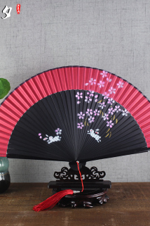 邮多多淘宝集运转运大红色扇子折扇中国风女式夏季古风古典可跳舞蹈工艺手绘喷绘扇子