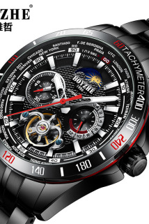 邮多多淘宝集运转运BOYZHE品牌瑞士全自动机械表精钢表带夜光防水时尚运动男士手表