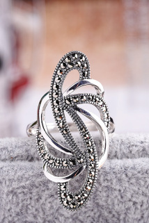 邮多多淘宝集运转运S925纯银饰品马克赛石复古唯美夸张个性镂空大款女式食指活口戒指