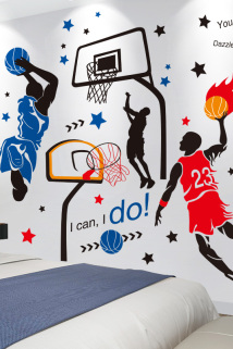 邮多多淘宝集运转运大学生寝室改造男生宿舍床头装饰品篮球nba墙贴纸墙壁贴画小图案
