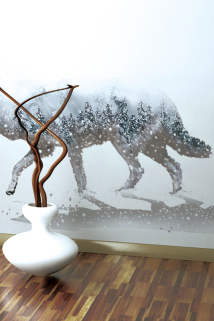 邮多多淘宝集运转运3D立体墙纸贴画个性创意雪原狼自粘壁纸男生宿舍房间床头装饰品
