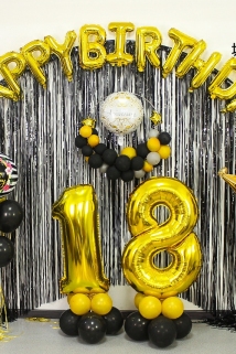 邮多多淘宝集运转运男生黑金成人生日布置背景墙宴会用品装饰品气球男朋友派对套餐