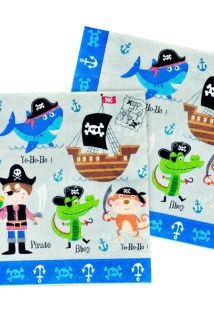 邮多多淘宝集运转运海盗主题生日派对儿童男生男孩装饰品布置用品卡通印花纸巾餐巾纸