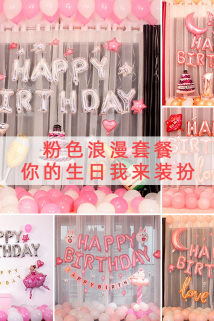 邮多多淘宝集运转运女孩男生生日快乐派对趴体场景布置背景墙气球儿童周岁主题装饰品