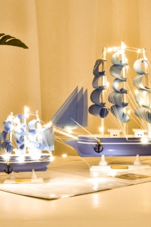 邮多多淘宝集运转运模型一帆风顺客厅装饰品灯男生日帆船礼物件工艺木质毕业摆带船女