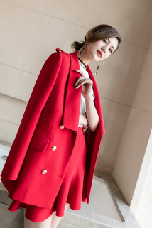 邮多多淘宝集运转运2020春秋名媛大东门OL西装套装女外套韩版红色西服短裙两件套