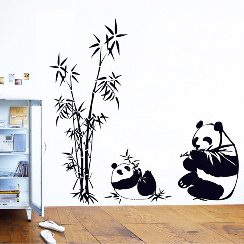 熊猫竹子墙绘图片